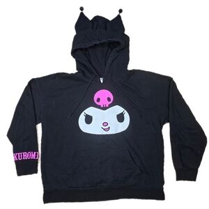 Hot Topic Sanrio Kuromi 3D Ears Pullover Hoodie in Black Pink White Women's Sz L